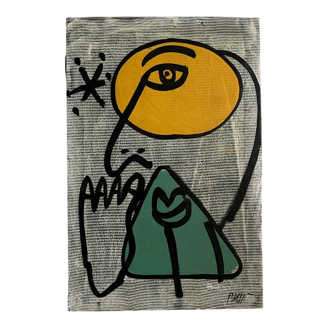 Rare Mirovian Inspired Abstract Painting by Peter Keil, Late 20th Century - Junge Wilde Collection For Sale
