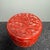 Asian 1970s Carved Cinnabar Lacquer Round Box, Dragon and Carp Among Waves, Lidded Scholar's Seal Paste Box For Sale - Image 3 of 9