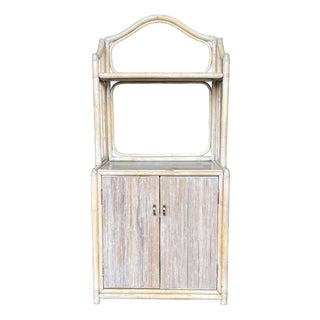 Vintage Bamboo and Rattan Etagere Bookcase For Sale