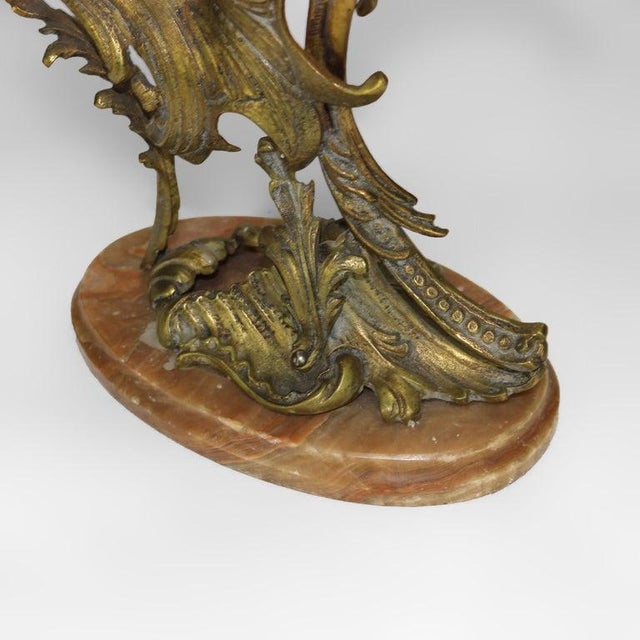 Pair of Antique French Rococo Bronze Candelabras With Marble Bases C1890 For Sale - Image 6 of 12