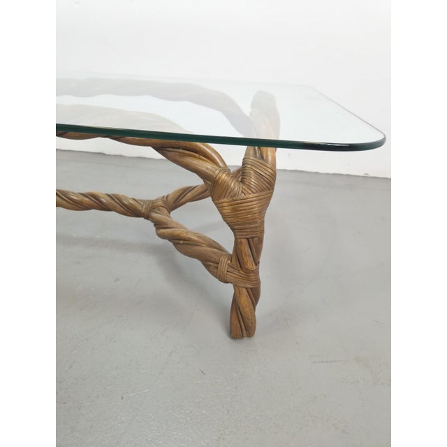 Vintage Boho Coffee Table in Rattan and Bamboo, 1970s For Sale - Image 11 of 16