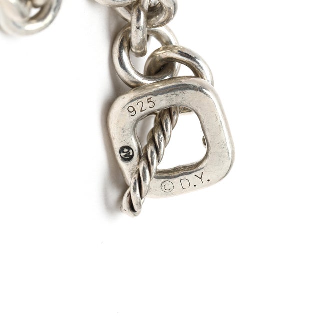 David Yurman Diamond Classic Cable Heart Charm Bracelet, Sterling Silver For Sale - Image 4 of 4