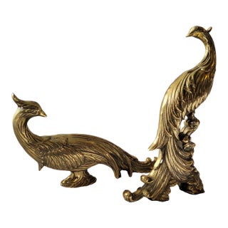 Vintage Regency Style Brass Phoenix Figures- a Pair For Sale
