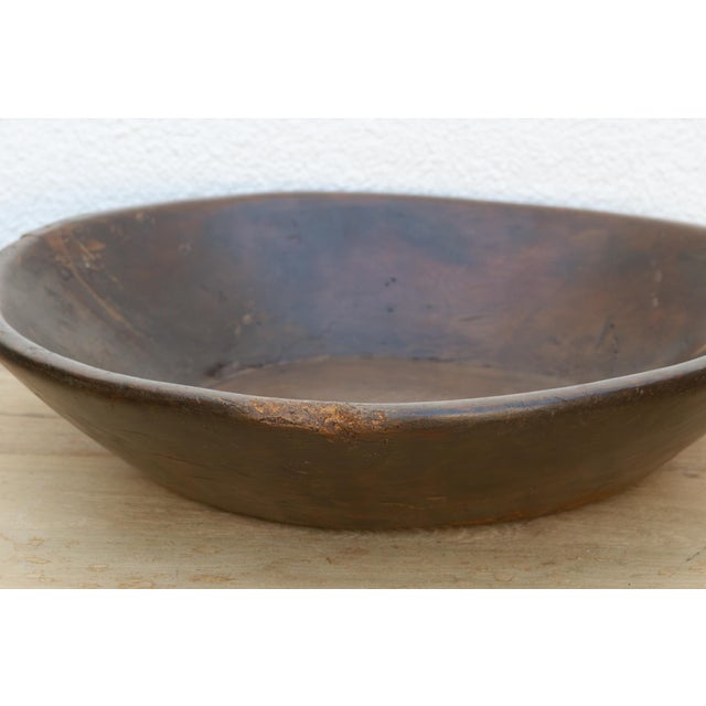Large Patinated Brown French Dough Bowl For Sale - Image 4 of 8