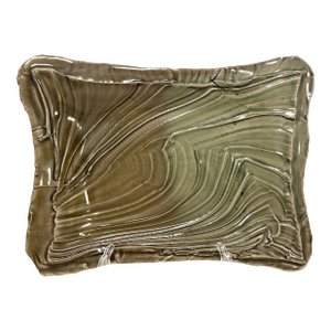 1970s Mid-Century Modern Studio Art Pottery Taira Centerpiece Glossy Tray Signed
