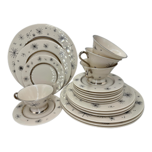 1950s Mid-Century Modern Atomic China Complete Set for Four Romance of the Stars by Fine Arts - 20 Pieces