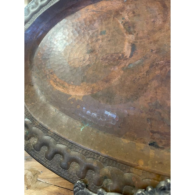 1970s Vintage Hand-Hammered Oval Tray by Marsar Arte Y Cobre, Puerto Vallarta, Mexico For Sale - Image 5 of 9