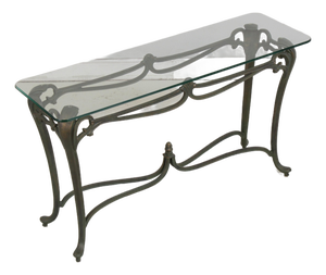 Wrought Iron & Glass Top Console Sofa Table