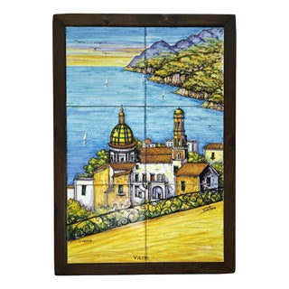 Framed Ceramic Majolica Panel with Il Vasaio Motif from Vietri, 1980s For Sale