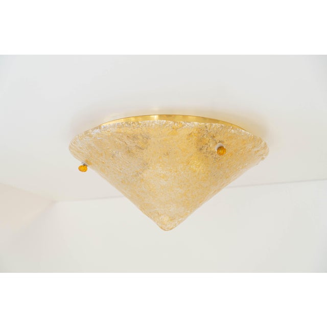 Gold Murano Glass Flush Mount with Brass Base from Sylcom Lighting, Venice, Italy, 1990s For Sale - Image 8 of 14