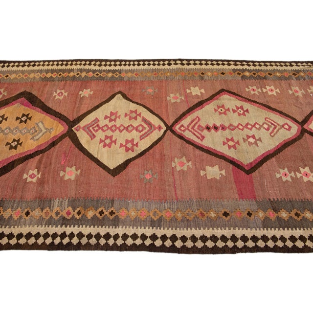 1960s 1960s Vintage Turkish Kilim Rust Handmade Tribal Wool Rug For Sale - Image 5 of 10