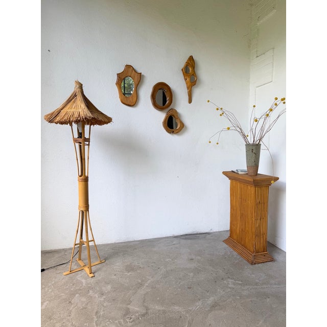 1980s Bamboo and Straw Floor Lamp, 1980 For Sale - Image 5 of 18