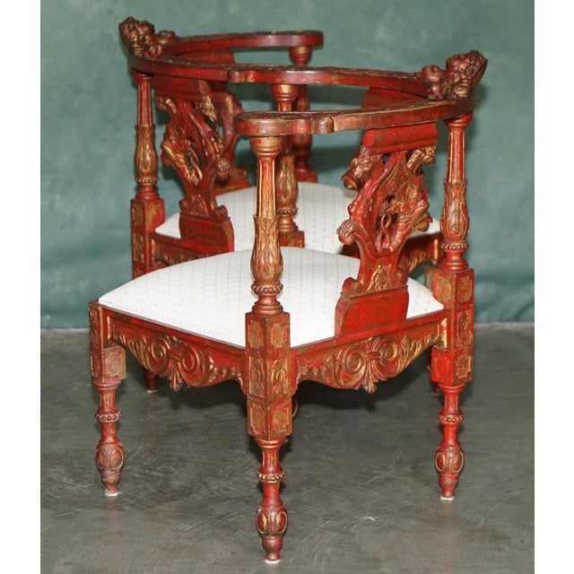 19th Century Carved Red and Gilt Tête-À-Tête Lovers Conversation Set For Sale - Image 14 of 18