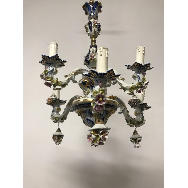 Vintage French Porcelain Flower Chandelier For Sale - Image 9 of 18