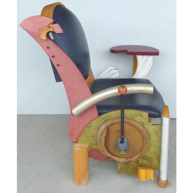 Blue Sculptural Post Modern "Howard's Chair" by Jay Stanger, dated 1989 For Sale - Image 8 of 11