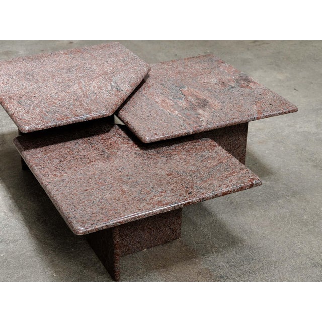 1970s Vintage Nesting Tables in Pink Granite, 1970, Set of 3 For Sale - Image 5 of 8