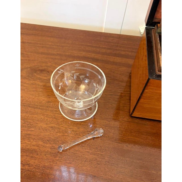 Antique Georgian Satinwood Tea Caddy Box with Glass Bowl and Mixing Stick, 1780 For Sale - Image 4 of 9