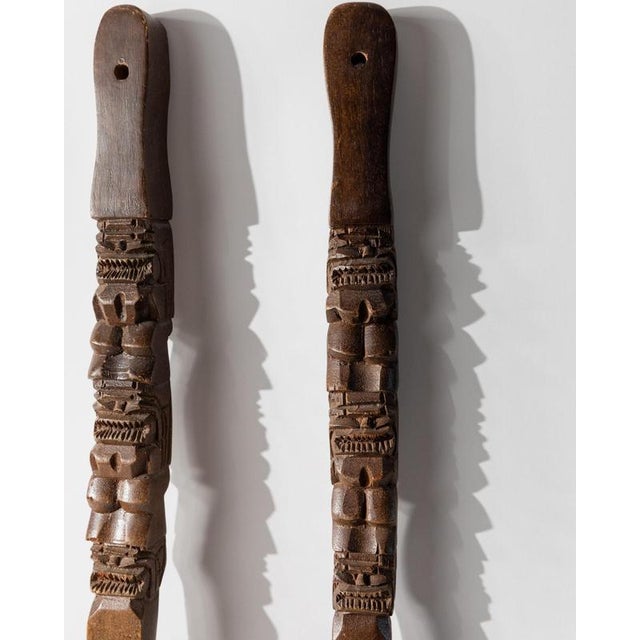 Vintage Italian Folk Art Sculptural Handcarved Wood Fork and Spoon, 1960s, Set of 2 For Sale - Image 3 of 11