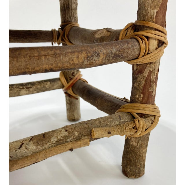 Antique Adirondack Style Natural Twig Stool or Plant Stand For Sale - Image 10 of 10