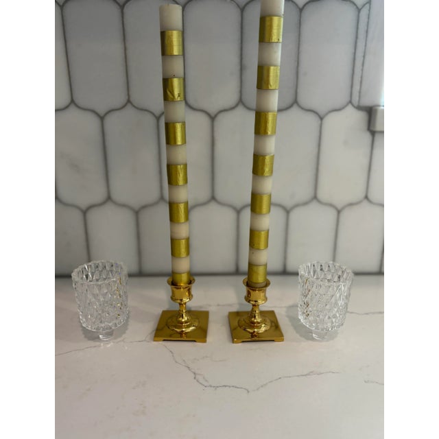 Late 20th Century Late 20th Century Brass Candlestick Votives - A Pair For Sale - Image 5 of 10
