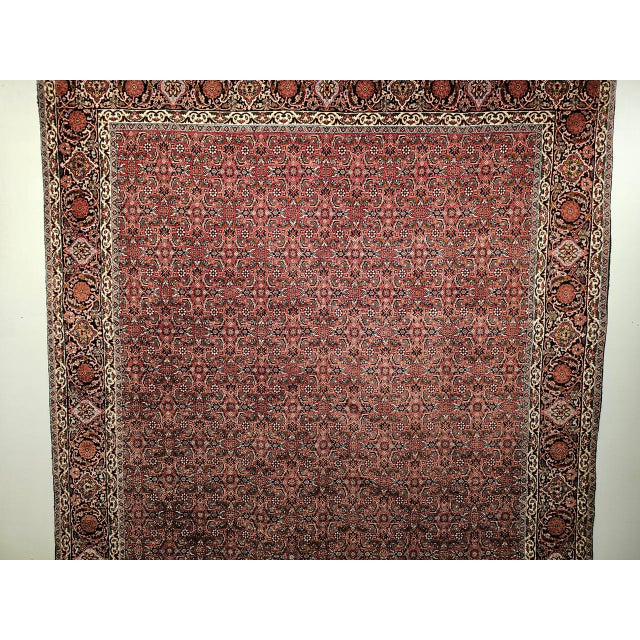 Vintage Persian Bidjar Rug, Hand-Knotted Wool, Allover Herati Geometric Pattern, Red & Navy, 7x10 For Sale - Image 15 of 18