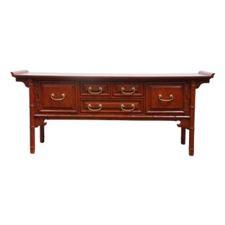 Century Furniture Asian Chinoiserie 73" Buffet / Sideboard W. Faux Bamboo Details For Sale