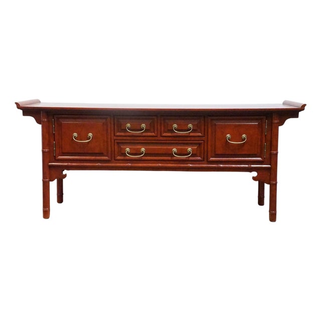 Century Furniture Asian Chinoiserie 73" Buffet / Sideboard W. Faux Bamboo Details For Sale