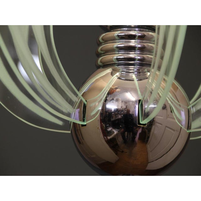 French Art Deco Pendant Lamp in Metal and Glass by Henri Petitot for Maison Petitot, 1930s For Sale - Image 12 of 15