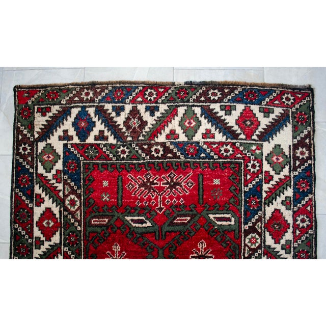 1960s Authentic Turkish Rug, Red & Indigo Wool Carpet, Hand-Spun Anatolian Rug, Sustainable Antique Rug For Sale - Image 9 of 16