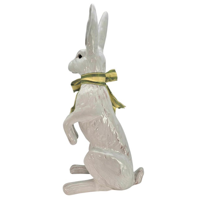 White Large White Rabbit Statement Animal Sculpture Earth Needs California Glazed Terracotta Statue 27.5" For Sale - Image 8 of 17