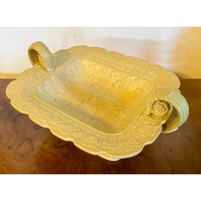 Antique 19th Century English Drabware Footed Tazza Compote With Relief Molded Oak Leaves and Grape Vine Border For Sale In New York - Image 6 of 13