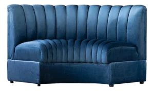 Matthew Izzo Home Estelle Navy Velvet Curved Banquette Sofa