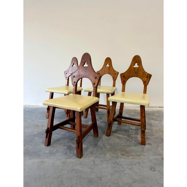 Antique Brutalist Oak American Arts and Crafts Hall or Accent chair in the Dutch Craftsman style of Charles Limbert, old...