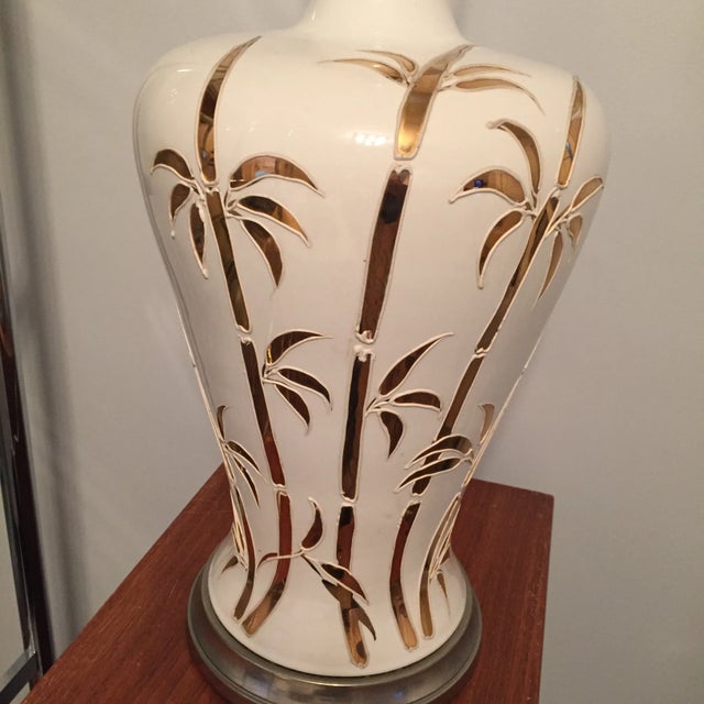 Late 20th Century Hollywood Palm Regency Faux Bamboo Lamp For Sale - Image 4 of 6