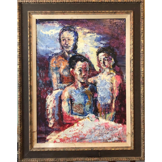 Hank Laventhol, Family Portrait, Large Surrealist Oil Painting Mother, Children, Neo Surrealism, 1958 For Sale