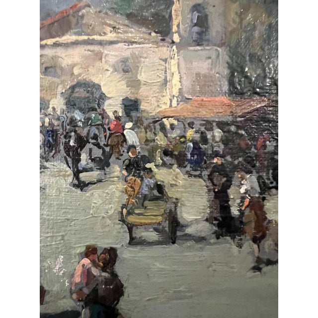 Paper Valter, Busy Market Place, Oil on Canvas & Cardboard, 1890s-1910s, Framed For Sale - Image 7 of 11