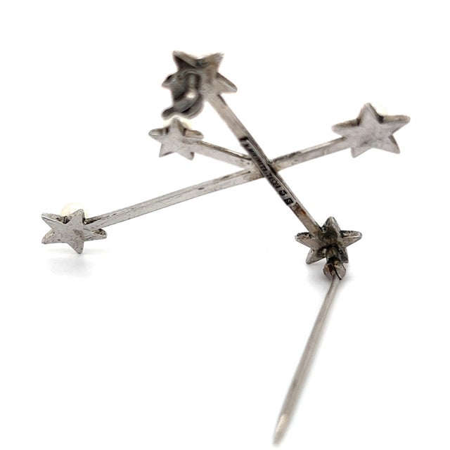 Japanese 1990s Mikimoto Estate Akoya Pearl Cross Brooch Sterling Silver 4 mm For Sale - Image 3 of 11