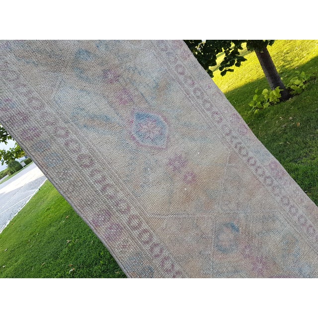 Mid 20th Century Faded Vintage Herki Runner - Designer Carpet For Sale In Philadelphia - Image 6 of 12