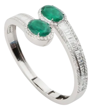 Natural Zambian Emerald high quality diamond Bracelet in 18k gold