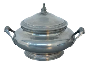 Vintage Soup Tureen in Silver Metal With Lid