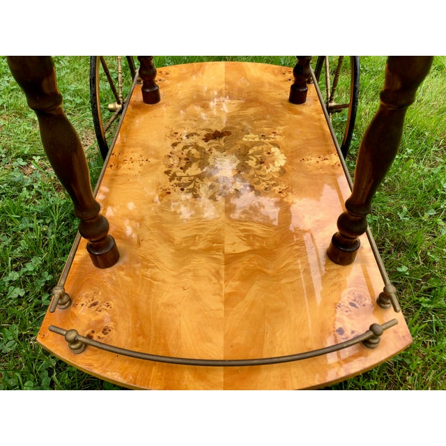 1960s Italian Wood Inlay Serving Cart Chairish