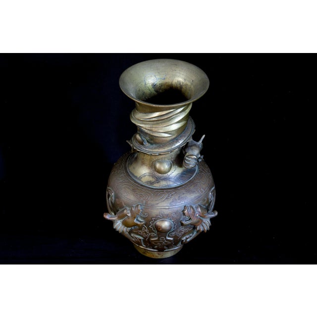 Mid 20th Century Chinese Bronze Dragon Urn Vase For Sale - Image 4 of 7