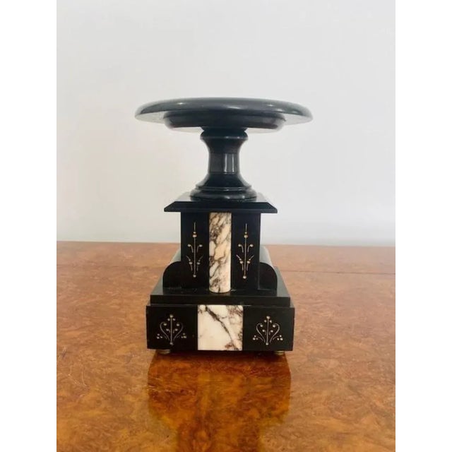Antique Victorian Block Marble Clock, 1860, Set of 3 For Sale - Image 3 of 9