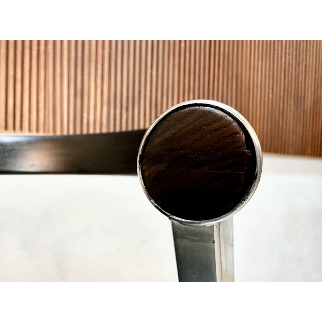 Sculptural Chair in Steel, Wood and Leather, Germany, 1980s For Sale - Image 9 of 18