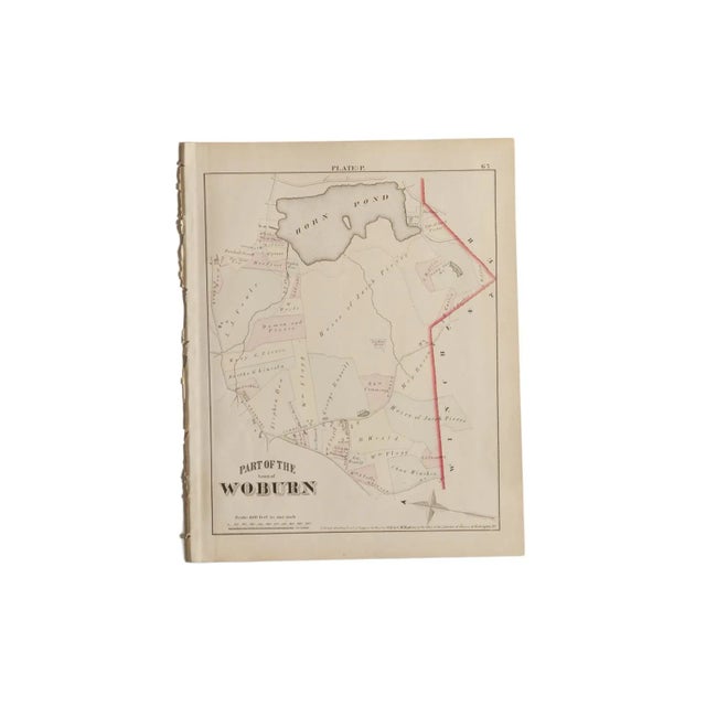Antique Woburn Massachusetts Atlas Map Plate P For Sale In New York - Image 6 of 6