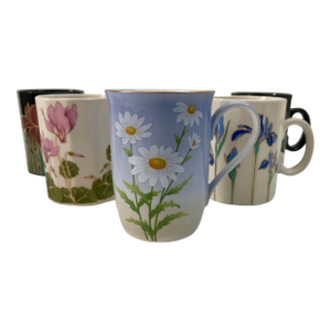 Vintage Mismatched Fun Floral Coffee Mugs - Set of 6