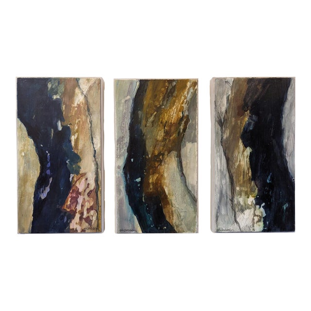 2010 Contemporary Triptych "Transference" Swedish Abstract Acrylic Paintings Set of 3, Framed For Sale