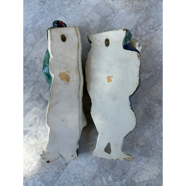 Asian Vintage Japanese Ceramic Figures Wall Pockets- A Pair For Sale - Image 3 of 4