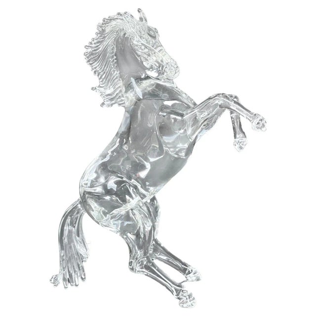 Glass 1980s Clear Murano Glass Horse Sculpture by Arnaldo Zanella For Sale - Image 7 of 7