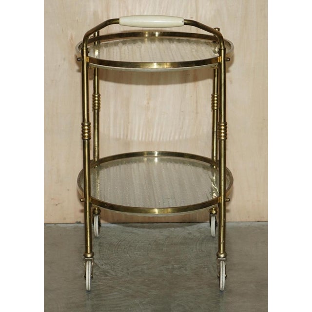 Art Deco Frosted Glass & Polished Brass Drinks Trolley, 1920s For Sale - Image 14 of 15